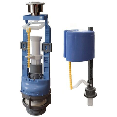 Арматура для бачка унитаза нижняя, 1/2", двухрежим, кноп, хром, Инкоэр, СБ2м-НпрНРФ-ХХ-ККрпс DI Р