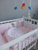 Комплект в кроватку 18 предметов "Тигренок в розовой пижаме" розовый, сатин