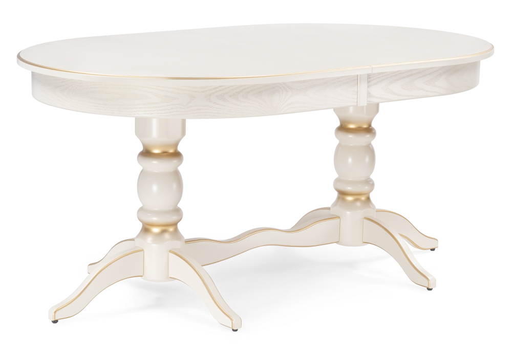 Стол деревянный Woodville Дейвер 160(220)х100 слоновая кость, золото