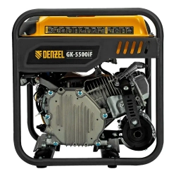 Генератор инверторный DENZEL GK-5500iF, 5.5 кВт и 236 см3 объем двигателя, 7 л объем топливного бака, ручной старт, 2 розетки и выход USB 5В, клеммы постоянного и переменного тока, 94709