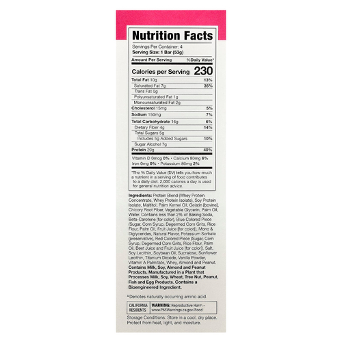 MusclePharm, Протеиновый батончик Combat Ready ™, праздничный торт с конфетти, 4 батончика по 53 г (1,87 унции)