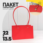 Пакет подарочный 22х13.5х11см Ваза для цветов (Красный)