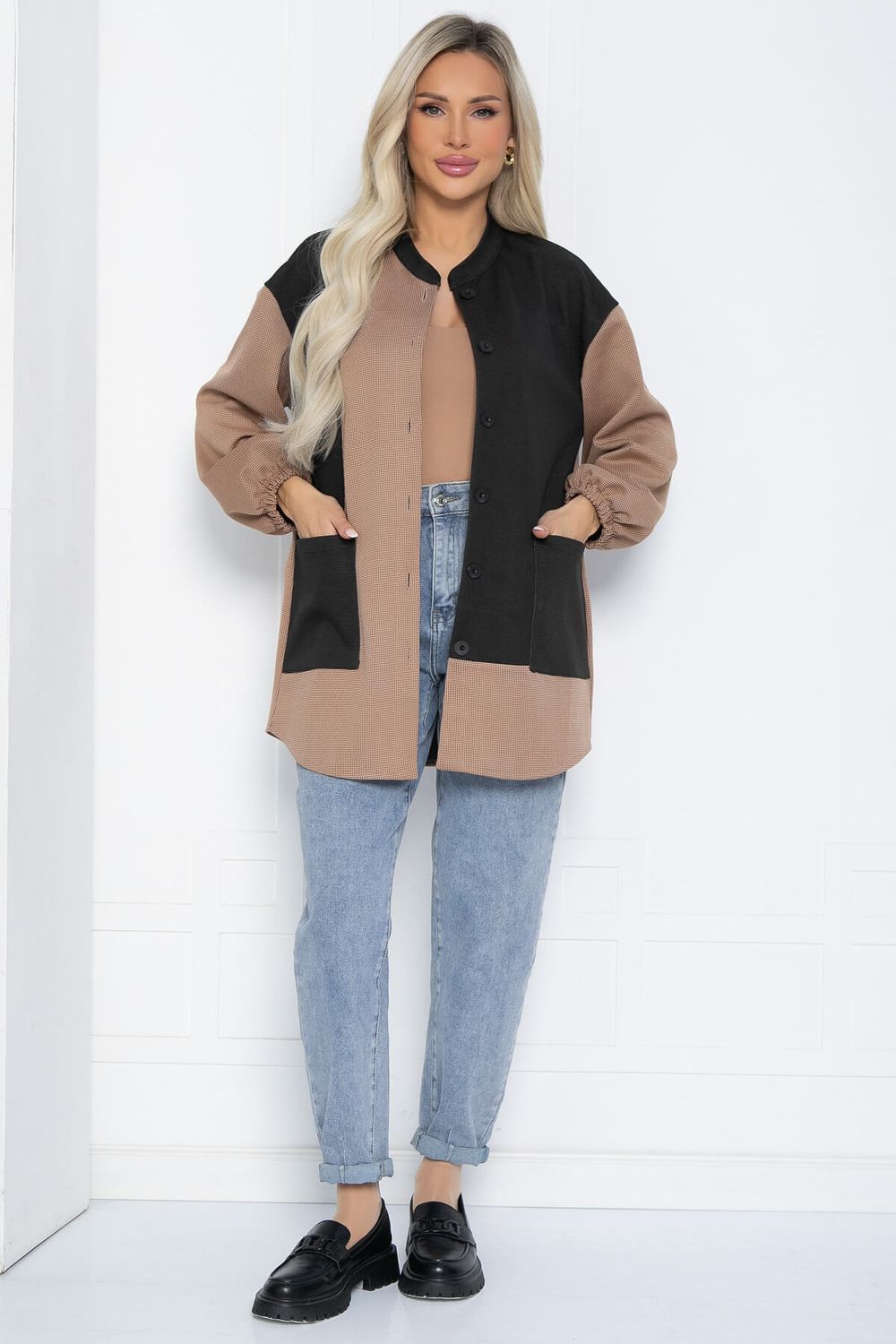 Рубашка Универ (бежево-черная) Б12494-24 LT Collection