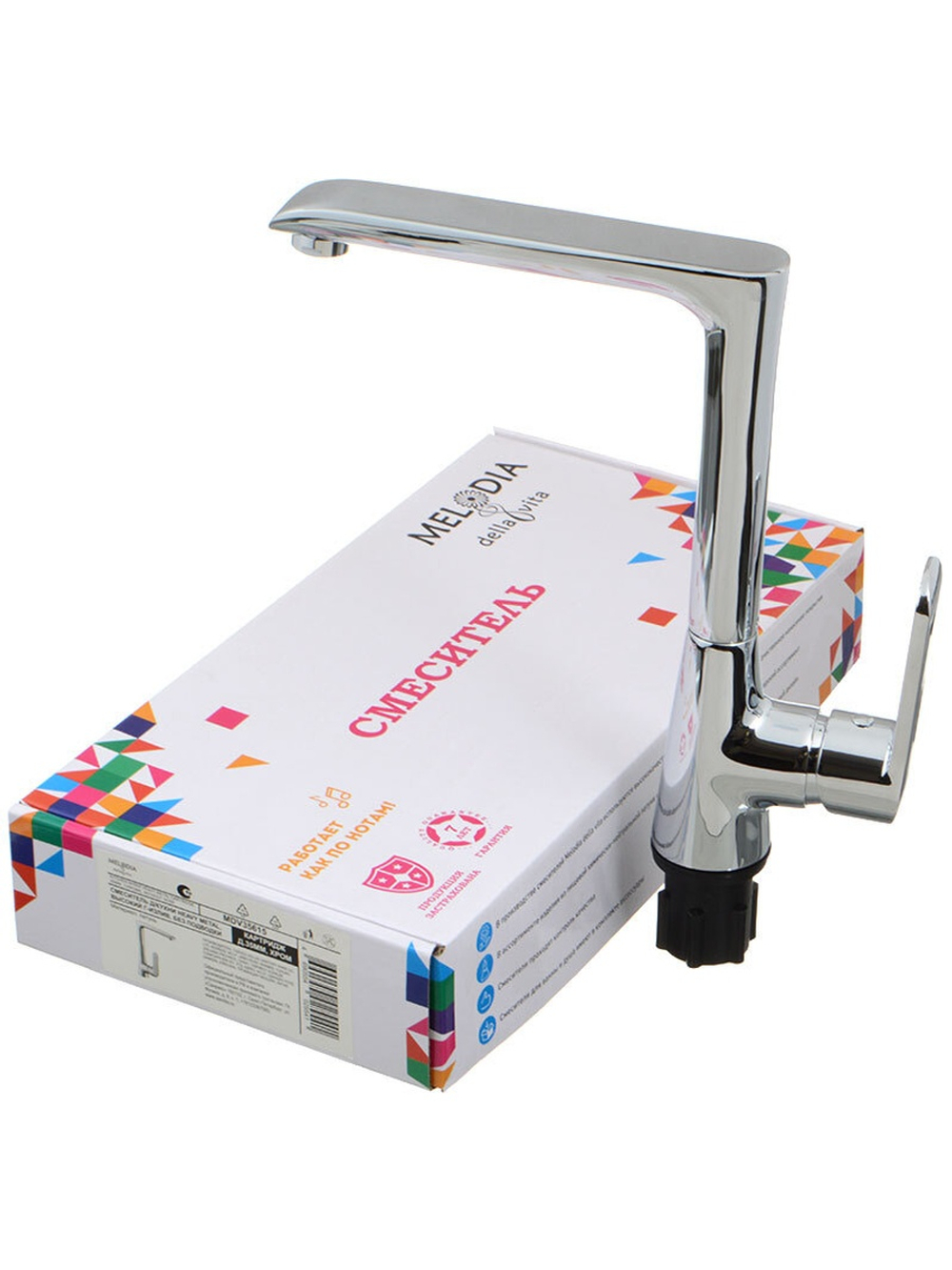 Смеситель кухня MELODIA Heavy Metal картридж д.35мм высокий Г-излив хром MDV35615 без подводки