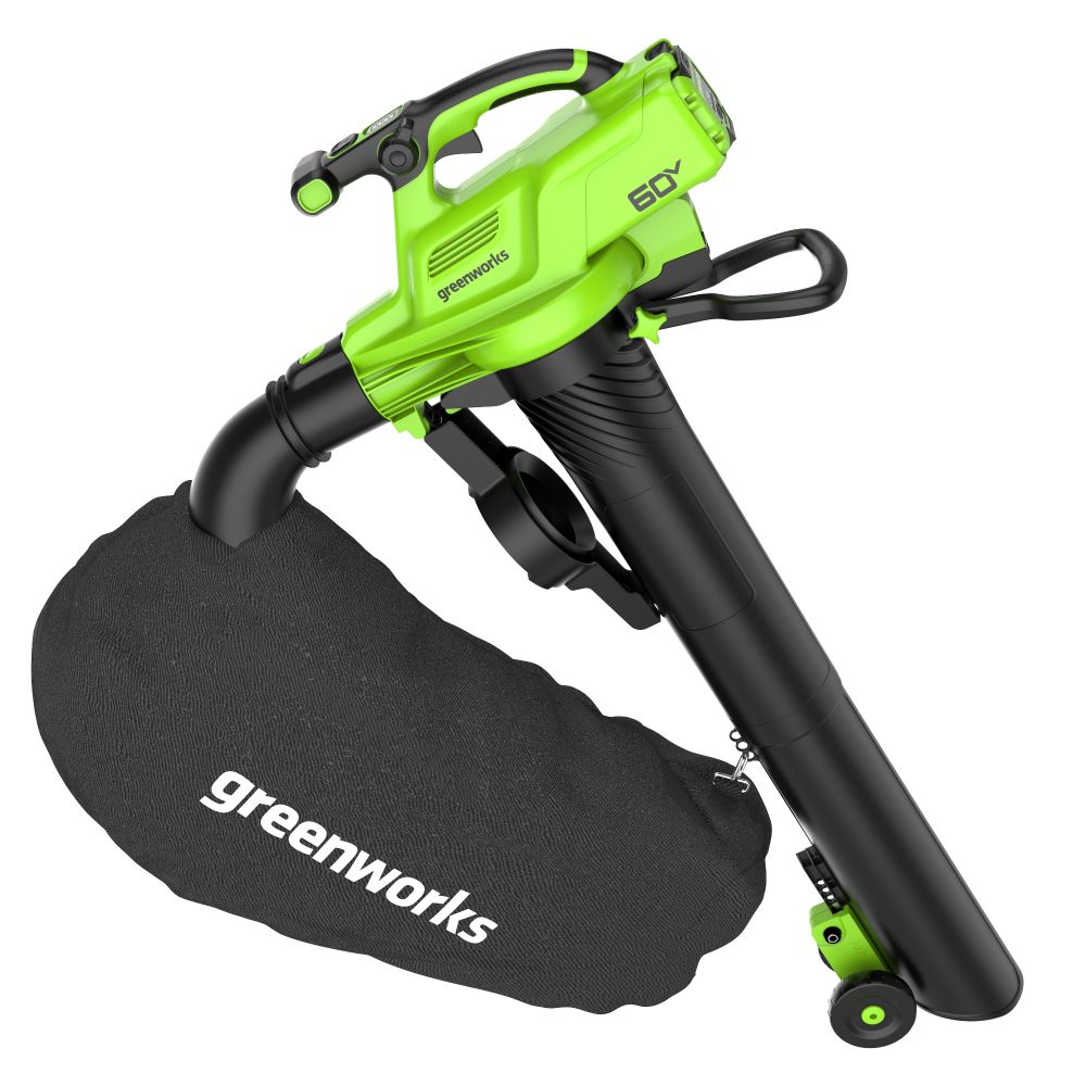 Воздуходувка-пылесос аккумуляторная Greenworks GD60BVII, 60V, бесщеточная, c АКБ 4Aч и ЗУ (2409307UB)