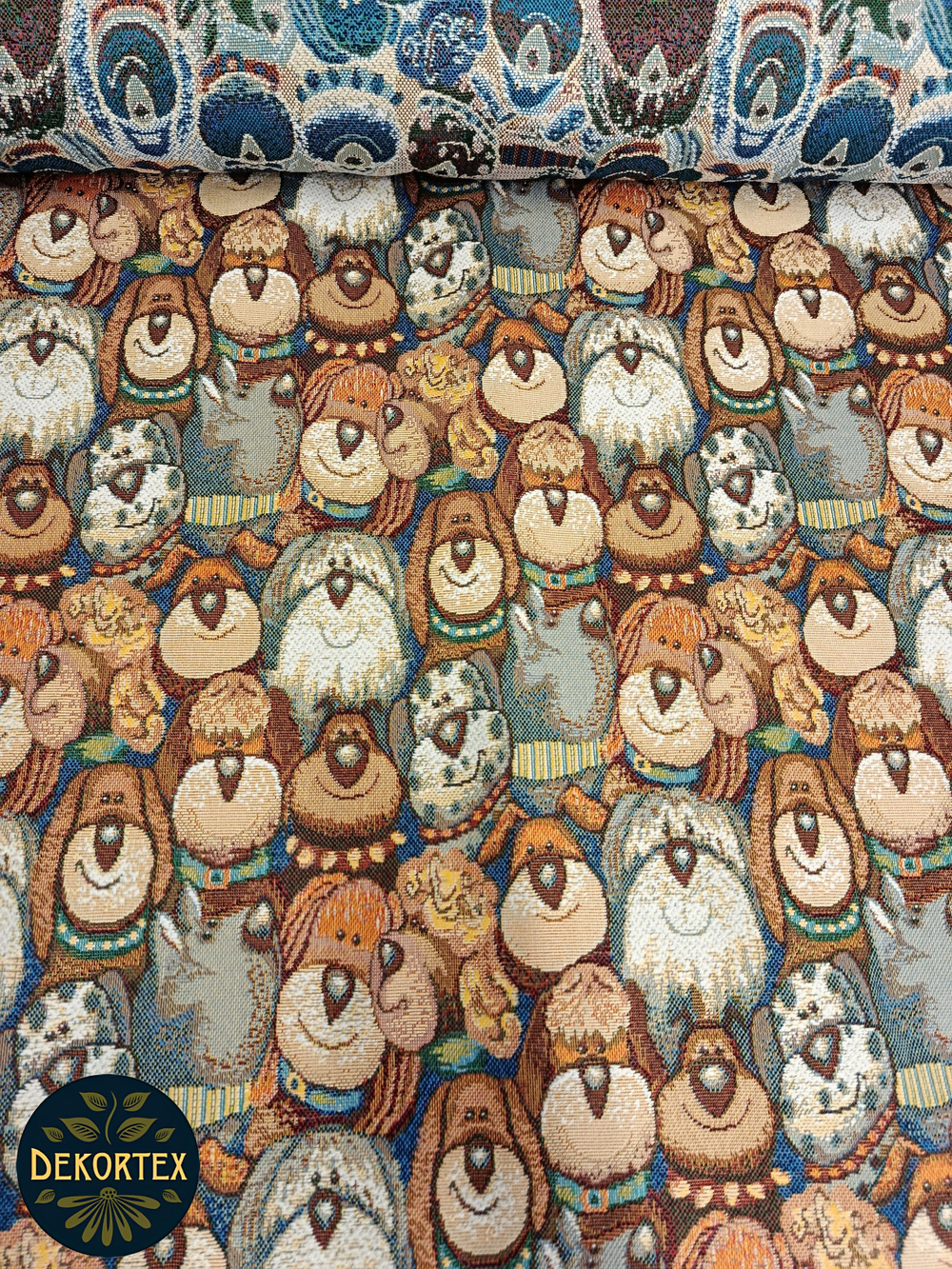 Мебельная ткань гобелен на отрез "Собачки" (ширина 160 см) цена за п/метр