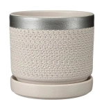 Горшок керамический Брюссель белый серебро цилиндр №2