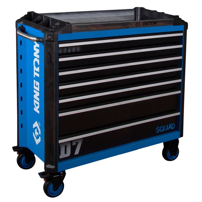 KING TONY (87SQ33-7B-BK) Тележка инструментальная, 7 выдвижных ящиков, «SQUAD», широкая