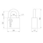 Замок навесной PK-1540 3 key диск.ключ.