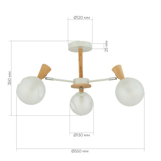 SLE220702-03 Светильник потолочный Белый, Светлое дерево/Белый E14 3*40W CATANIA