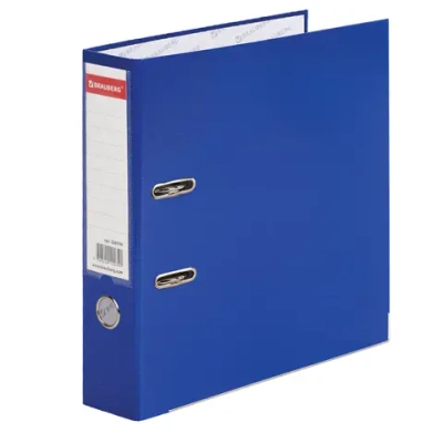 Папка-регистратор, покрытие пластик, 75 мм, ПРОЧНАЯ, с уголком, BRAUBERG, синяя