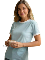 Футболка голубая с отворотами