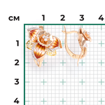Серьги «Нарциссы» с английским замком из комбинированного золота с фианитами и эмалью