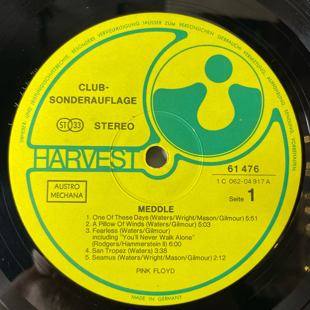 Винтажная виниловая пластинка LP Pink Floyd Meddle (Германия 1971) (Клубное Издание)