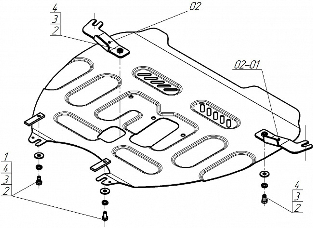 Защита стальная 2 мм Д,КПП Honda CR-V; V=1,5; 2,0 Hybrid; 4WD; АКПП; c 2022 г MOTODOR.70805