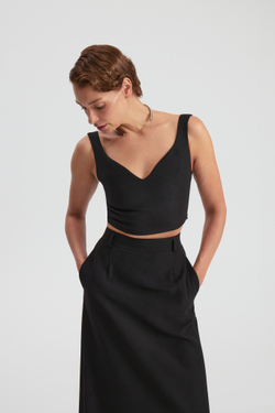 Топ черный костюмный на молнии