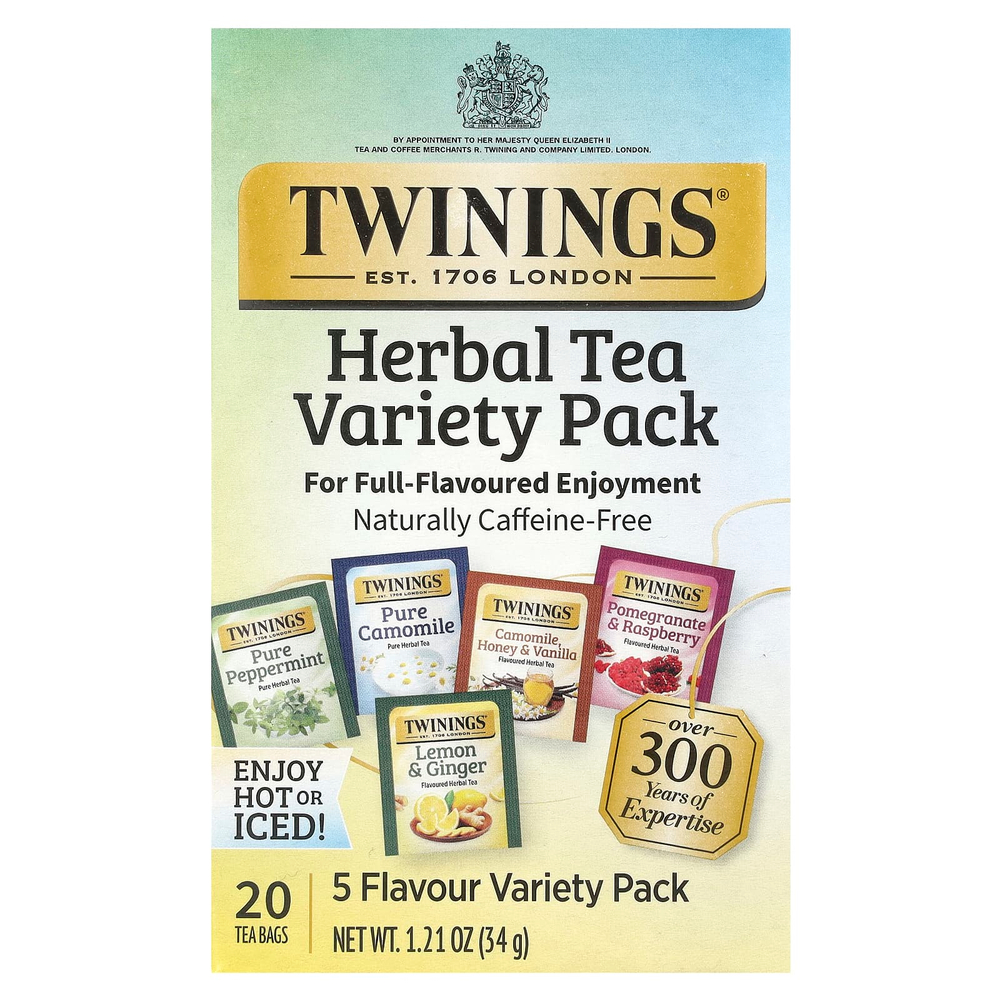Twinings, Ассорти из травяных чаев, смешанный набор, без кофеина, 20 чайных пакетиков, 34 г (1,23 унции)