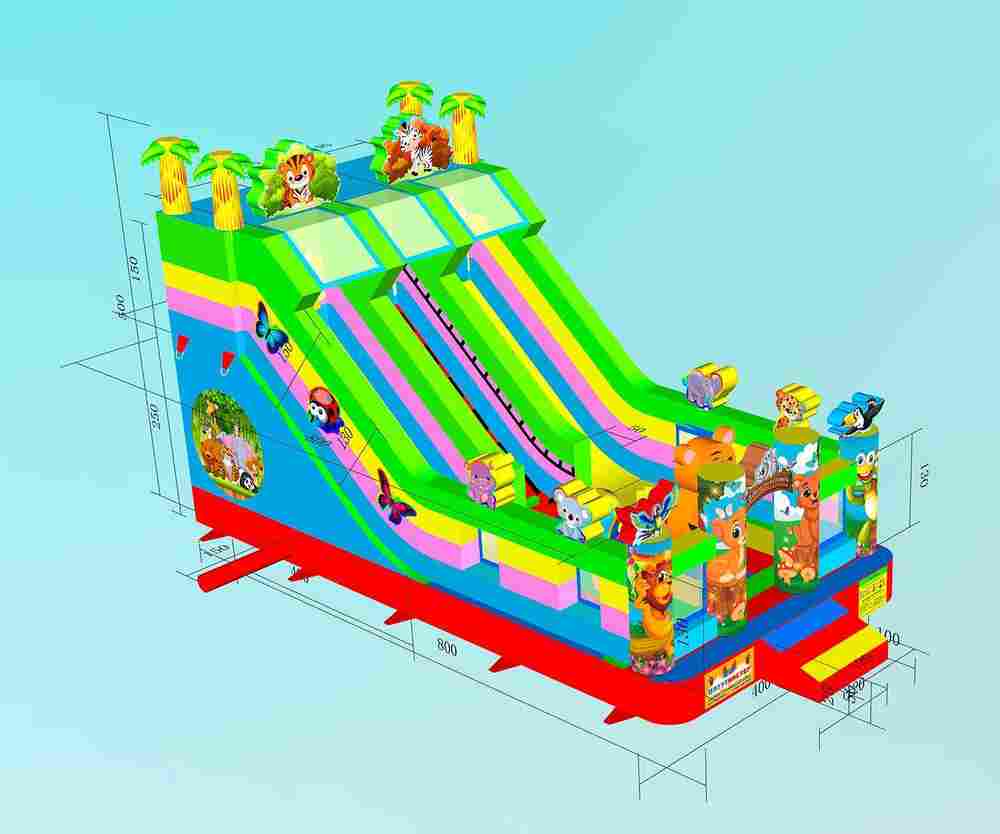 Коммерческий надувной батут «Звериная команда 3», 8*4*5 м