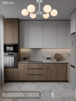 Люстра Престиж хром с матовыми круглыми плафонами потолочная на 6 ламп E27