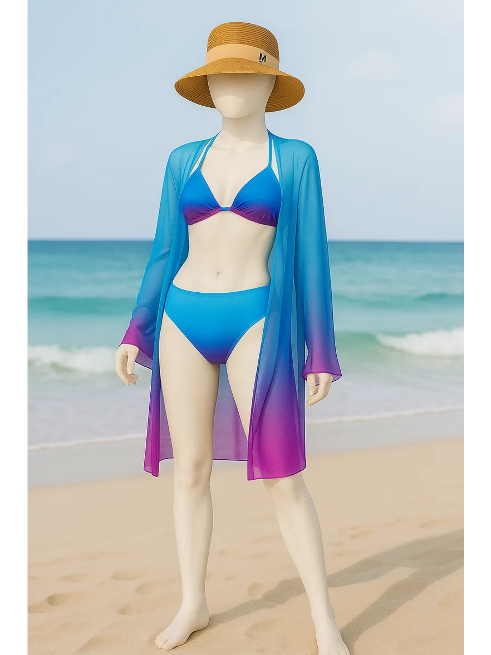 купальник раздельный 3 в 1 на завязках с туникой удлиненной