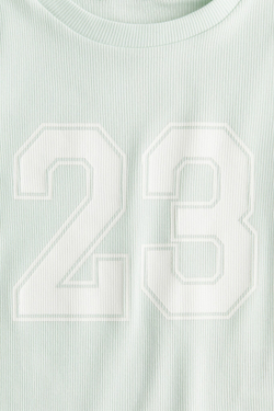 H&M Футболка из хлопка с принтом, светло-зеленый