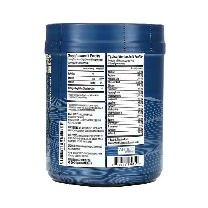 Пептиды коллагена, Collagen Peptides 20OZ, BUBS Naturals, 567 г 2