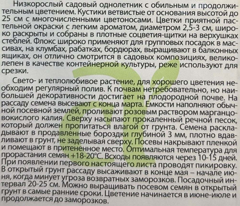 Флокс Друммонда Красотка в желтом 0,1 г СМЦ-283