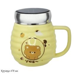 Lenardi 315-039 Детская кружка 470мл с крышкой в под.уп. (х36)Фарфор