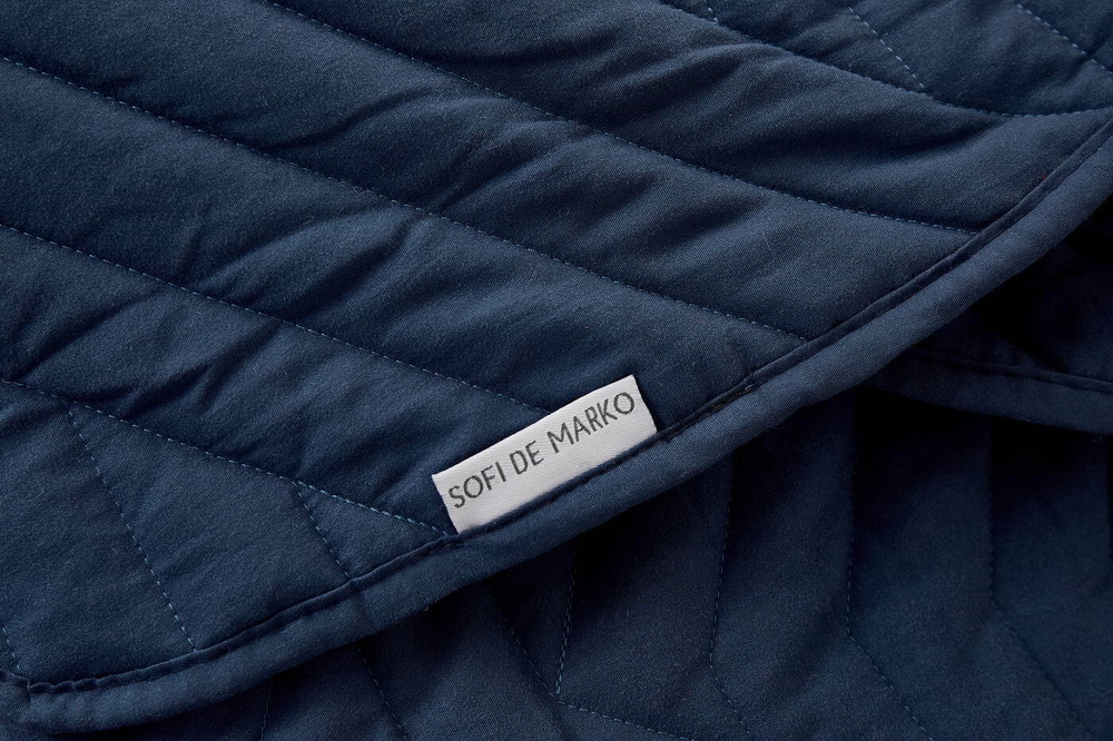 Покрывало 230х250 и 2 наволочки 50х70 Sofi De MarkO Мориц синее