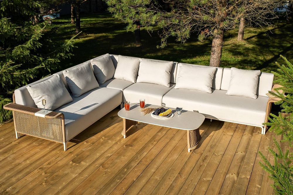 "Мальдивы" трансформирующаяся лаунж-зона из искусственного ротанга, цвет соломенный