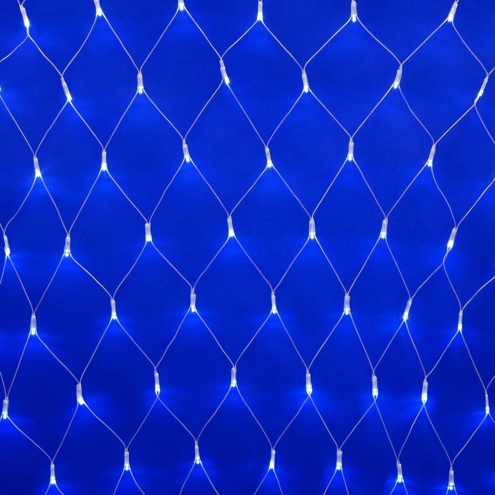 ULD-N1515-96-TTK WHITE IP44 Сетка светодиодная с эффектом мерцания. 1.5х1.5м. Соединяемая. 96 светодиодов. Белый свет. Провод прозрачный. TM Uniel