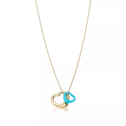 Подвеска из жёлтого золота 18k с бирюзой, Tiffany 💠Open heart 16mm