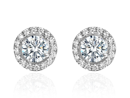 Пусеты-трансформеры с лабораторно-выращенными бриллиантами по 0.5 ct и съемной обсыпкой