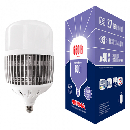 LED-M80-80W-6500K-E27-FR-NR Лампа светодиодная. матовая. Серия Norma. Дневной белый свет 6500K. Картон. ТМ Volpe.