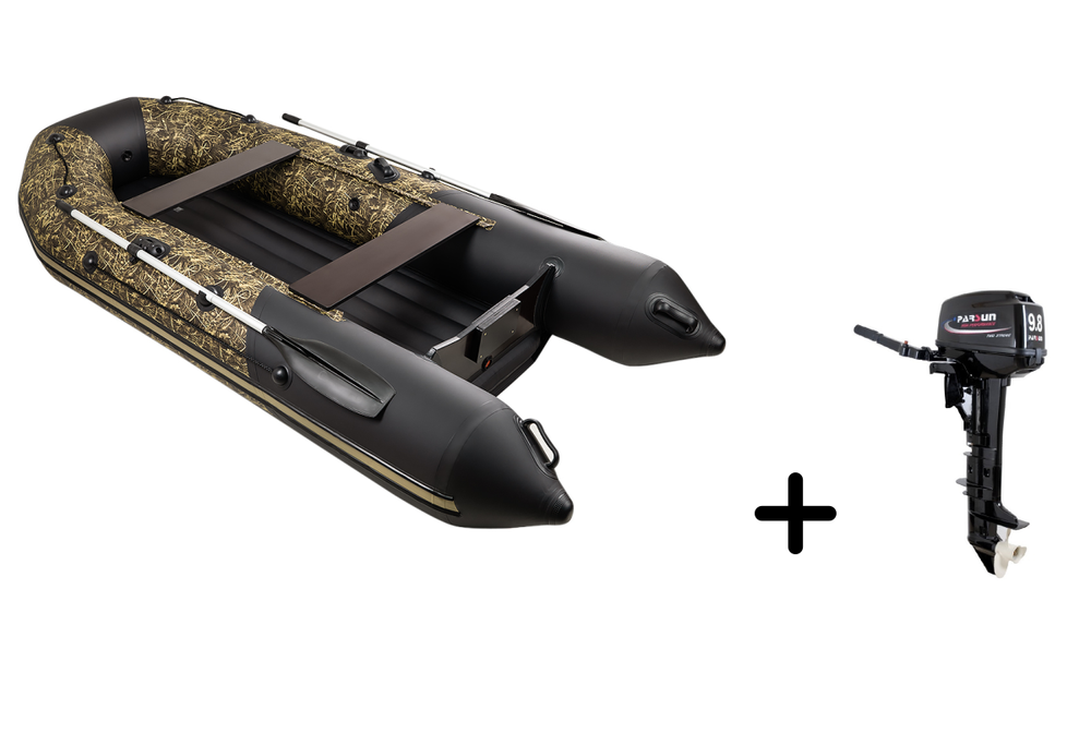 Таймень NX 3200 НДНД камыш-черный + PARSUN T 9.8 BMS (комплект лодка + мотор)