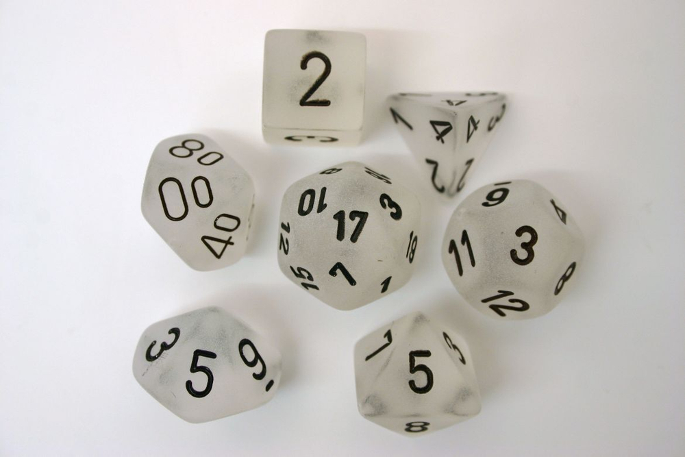 Chessex 7-dice set Frosted Clear/Black