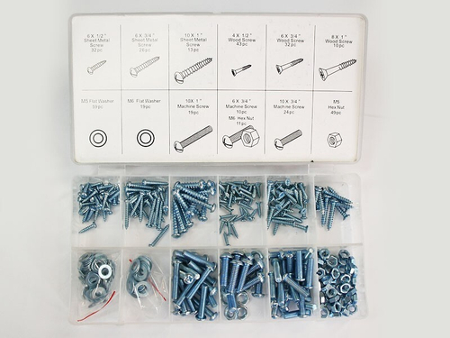 Набор крепежный (гайка, шайба, болт, шуруп, винт, 347 шт) (KING COMPANY)