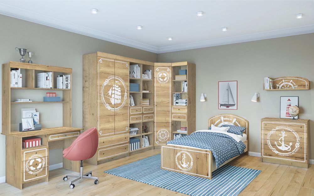 Полка навесная "Юнга" ПЛД 800.1 (дуб бунратти/дуб цикорий)