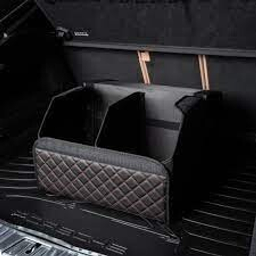 Органайзер в багажник 70х30х30см экокожа /черный с черной строчкой/ саквояж (на замке) (Ростов)