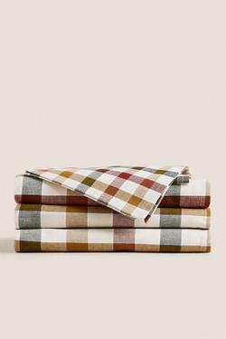 ZARA HOME СКАТЕРТЬ В КЛЕТКУ ИЗ КРАШЕНЫХ НИТОК, ЗЕЛЕНЫЙ