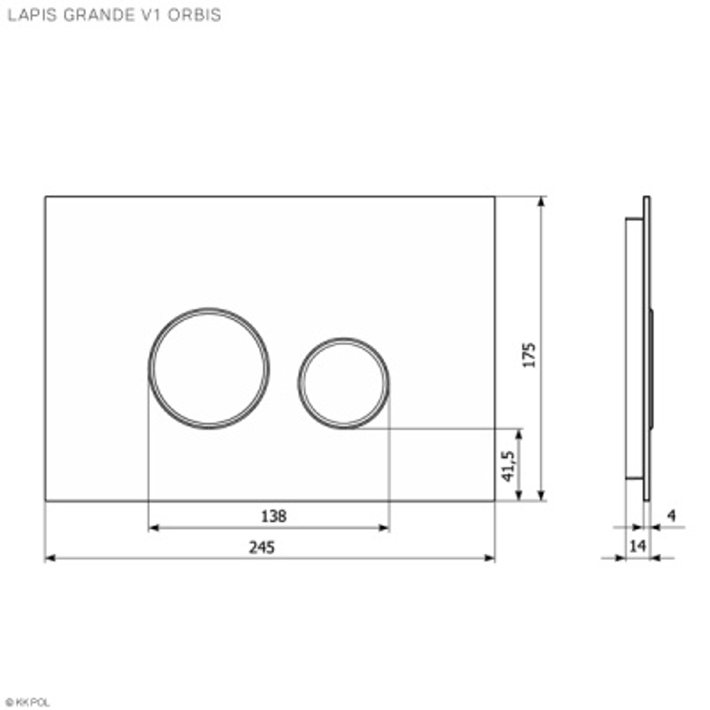 Смывная клавиша KKPol Vitrum GrandeV1 ORBIS, QUARTZ (Pietra Antracite)