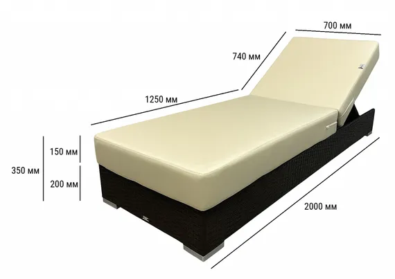 Шезлонг с матрасом Mantera, коричневый, светло-бежевый