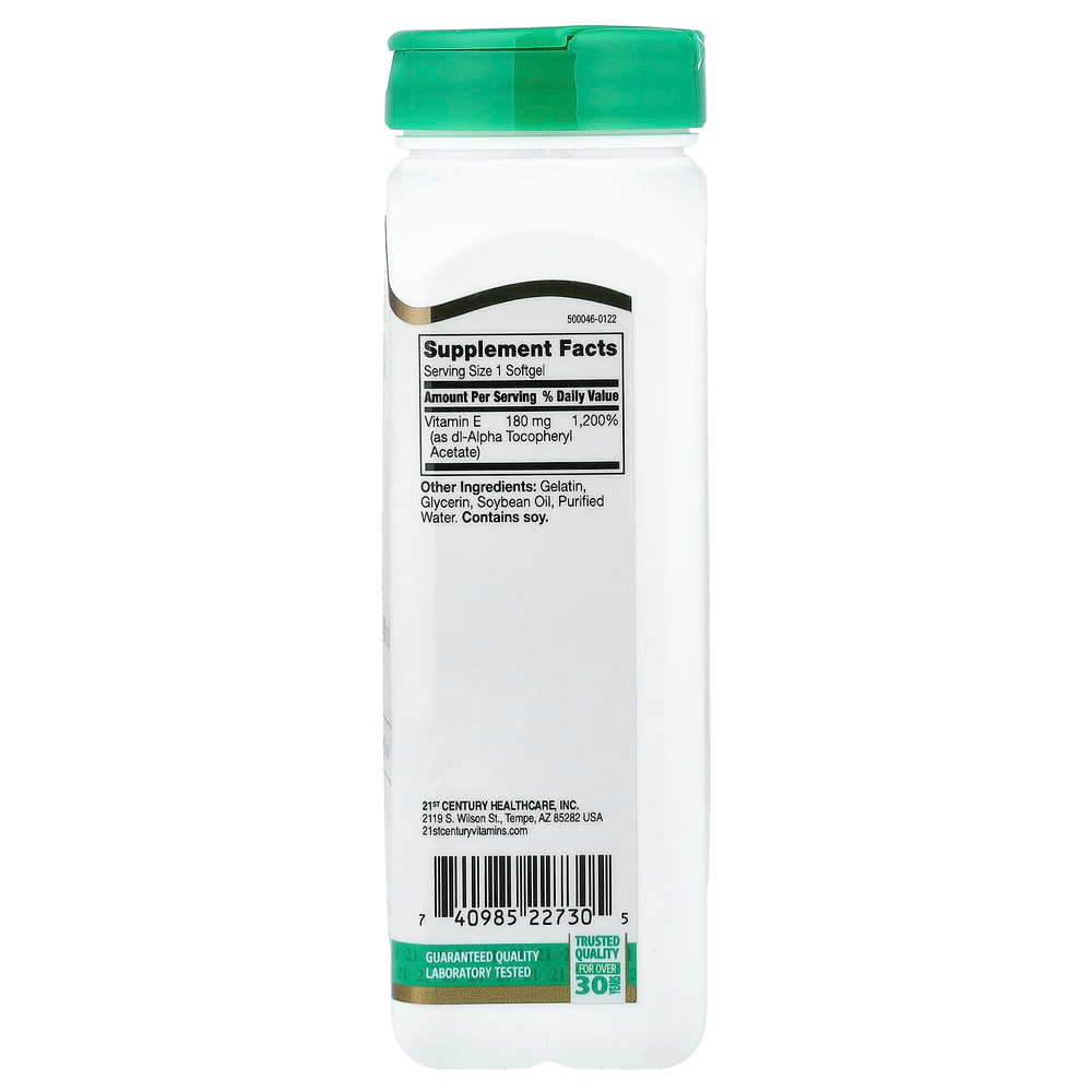 21st Century, витамин E, 180 мг (400 МЕ), 250 капсул