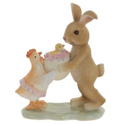GAEM Фигурка декоративная "Заяц с курочкой", L12 W6 H14 см