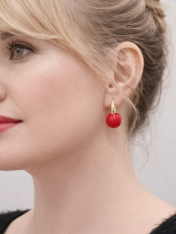 Серьги Oubi Yabi «Алая жемчужина» Gold 14K