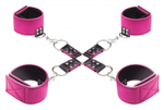 Чёрно-розовый двусторонний комплект для бандажа Reversible Hogtie (Цвет: черный с розовым)