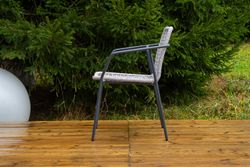 "Тунис" стул плетеный из роупа, каркас алюминий темно-серый (RAL7024), роуп светло-серый