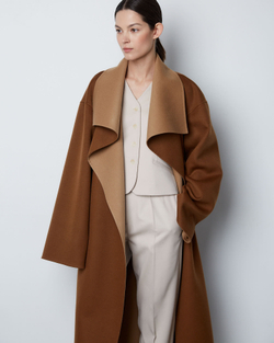 Пальто двустороннее из шерсти Берберри кэмел/бежевый