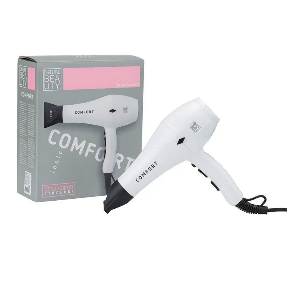 Dewal Beauty Фен COMFORT HD1004- White, белый 2200 вт (1 насадка) 1 шт