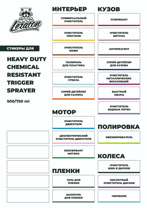 LERATON Стикерпак для химостойкой бутылки A4 SP2